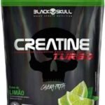 Creatine Turbo BlackSkull - Creatina Monohidratada em pó, com carboidrato para melhor absorção e performance (150g Refil, Limão)