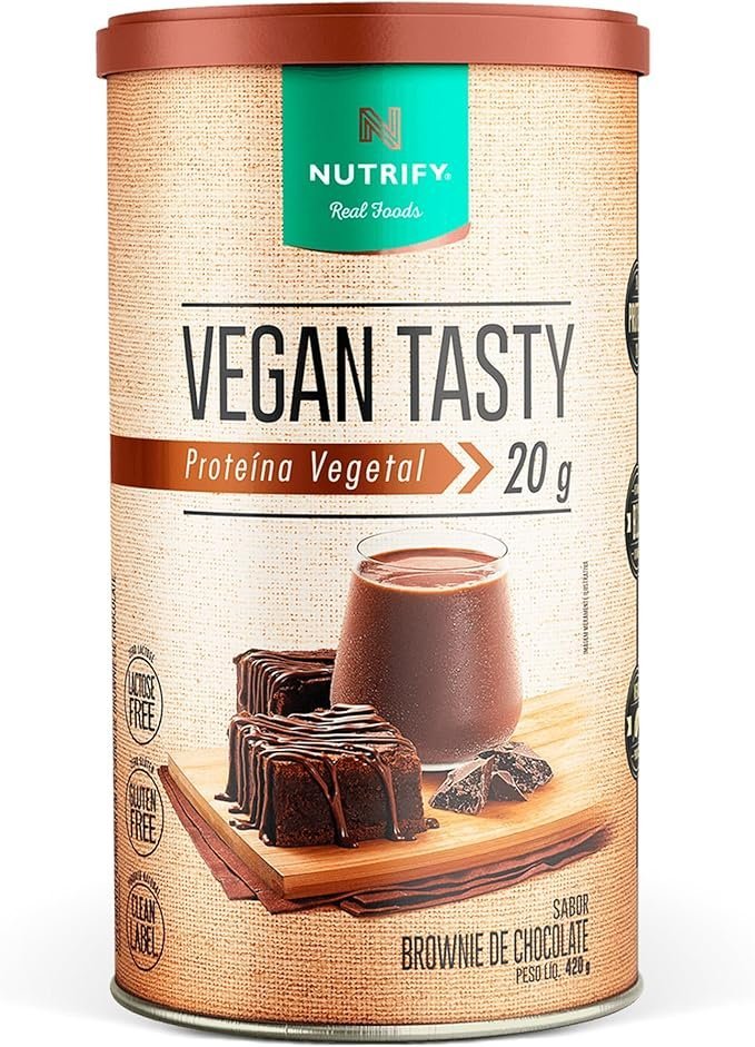 NUTRIFY-Vegan-Tasty-Proteina-Vegetal-com-20g-de-Proteina-por-Dose-Suplemento-Alimentar-A-Base-de-Plantas-Sem-Lactose-Sem-Gluten-Vegano-Sabor-Brownie-de-Chocolate-420g-1.jpg NUTRIFY Vegan Tasty Proteína Vegetal com 20g de Proteína por Dose - Suplemento Alimentar À Base de Plantas - Sem Lactose, Sem Glúten, Vegano - Sabor Brownie de Chocolate - 420g - Imagem 1